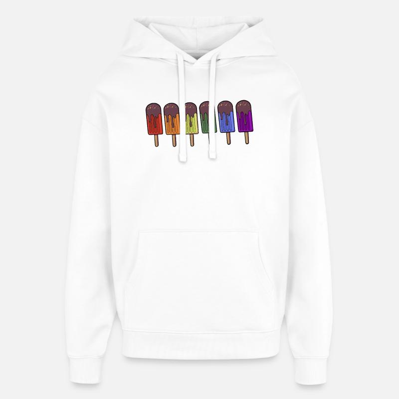 Parade de glaces arc-en-ciel - Sweat à capuche unisexe Stanley/Stella Oversized - blanc