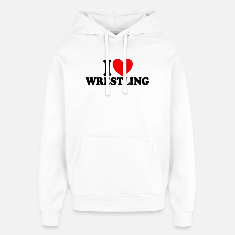 J’adore la lutte - Sweat à capuche unisexe Stanley/Stella Oversized - blanc