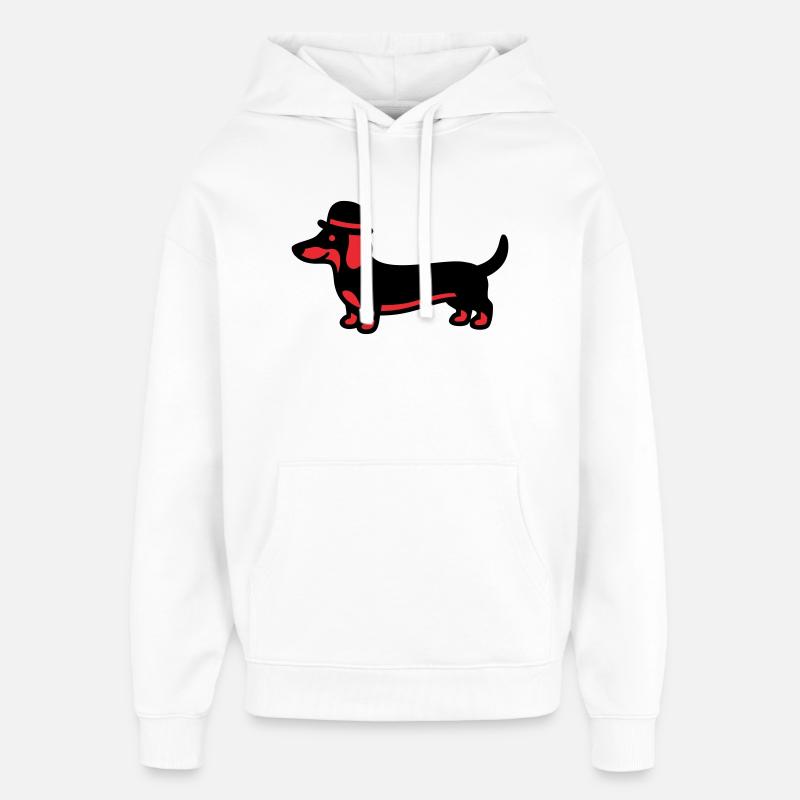 Monsieur au chapeau teckel cool - Sweat à capuche unisexe Stanley/Stella Oversized - blanc