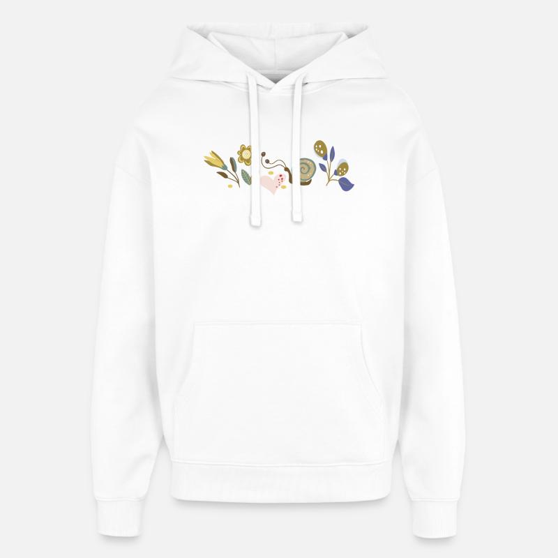Fleurs avec escargot - Sweat à capuche unisexe Stanley/Stella Oversized - blanc