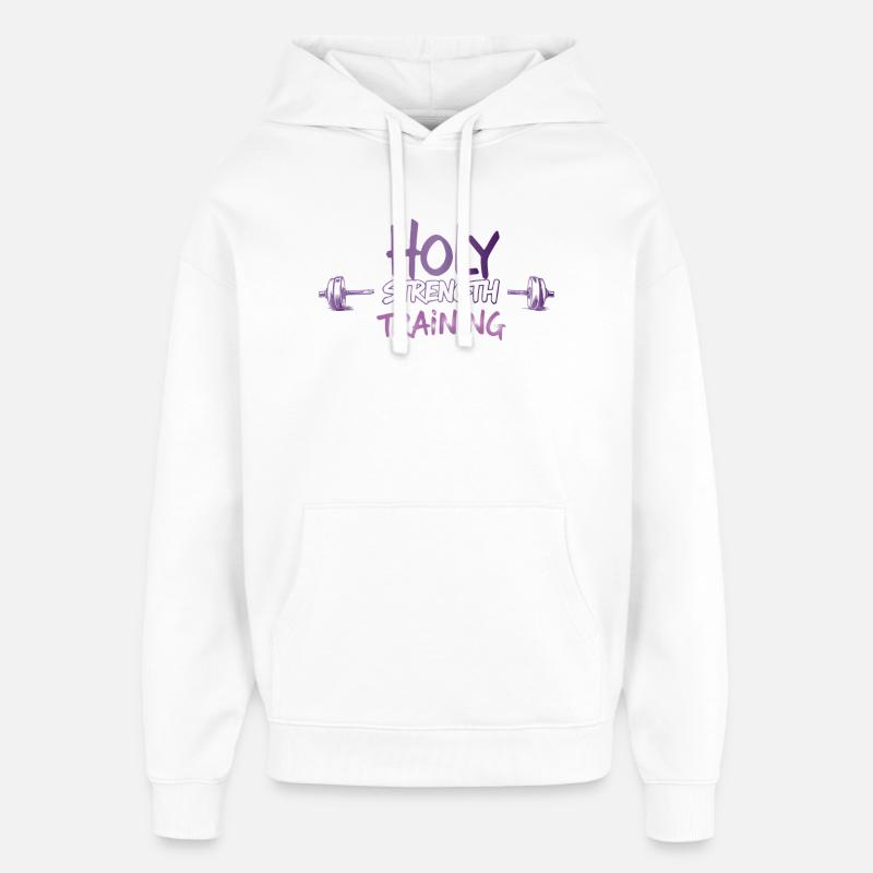 Holy Strength Training Christian Design d’entraînement - Sweat à capuche unisexe Stanley/Stella Oversized - blanc