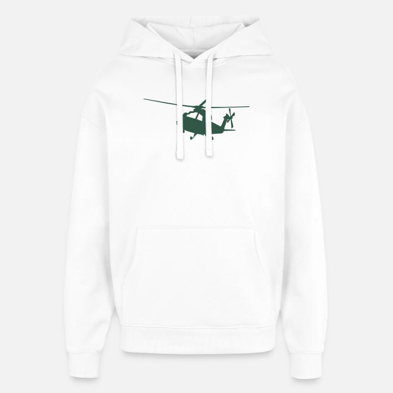 Silhouette d’hélicoptère vert - Sweat à capuche unisexe Stanley/Stella Oversized - blanc