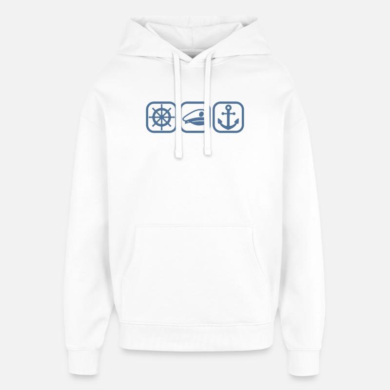 Plaisancier Capitaine Bateau Ancre Marin - Sweat à capuche unisexe Stanley/Stella Oversized - blanc