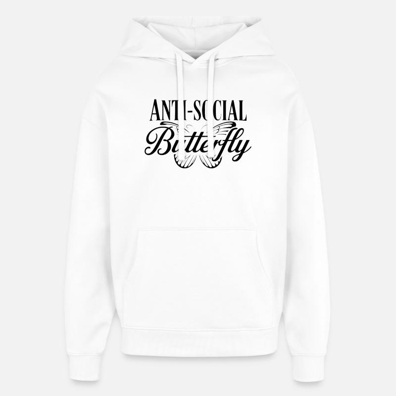 Papillon antisocial - Sweat à capuche unisexe Stanley/Stella Oversized - blanc