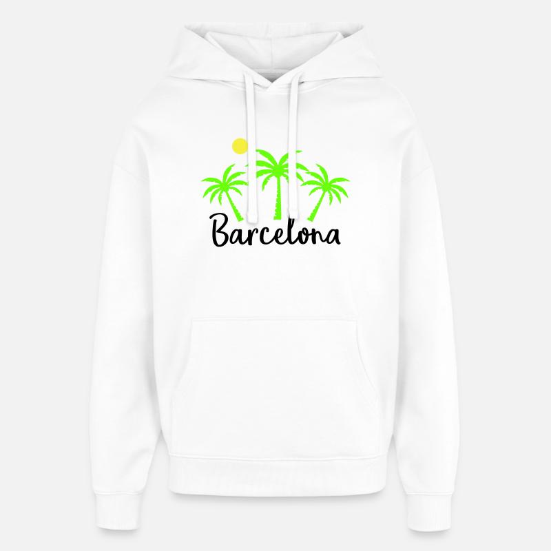 Barcelone - Sweat à capuche unisexe Stanley/Stella Oversized - blanc