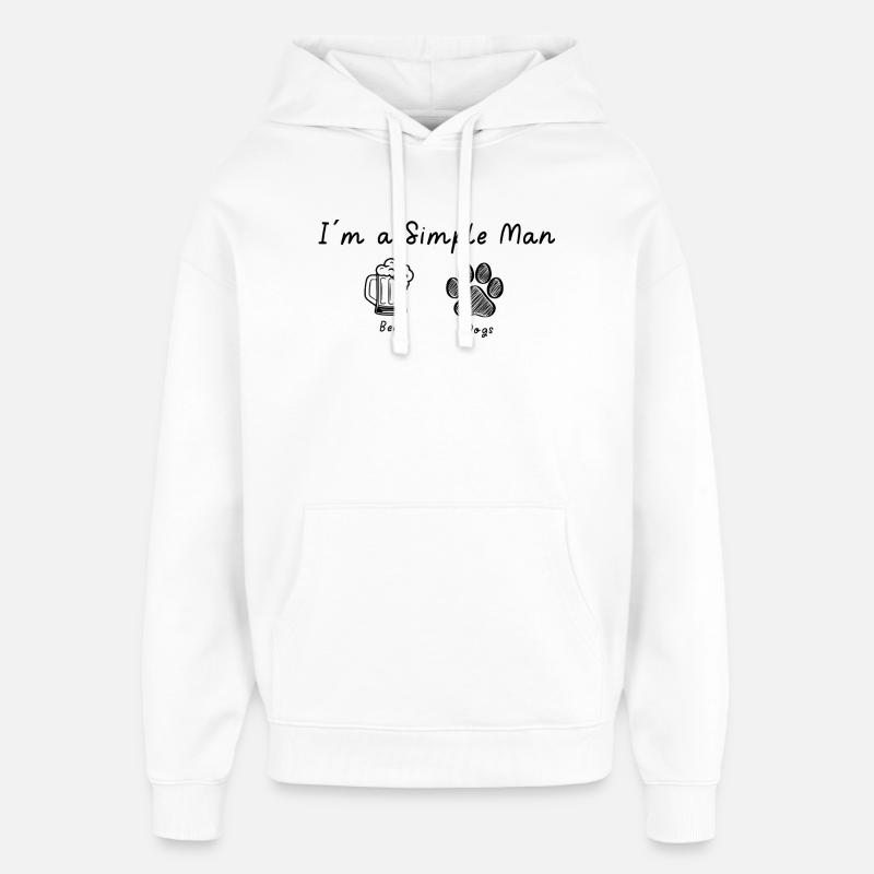 Je suis un homme simple - Sweat à capuche unisexe Stanley/Stella Oversized - blanc