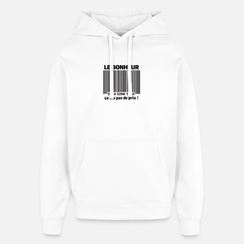 Barcodes Noirs et Blancs - Sweat à capuche unisexe Stanley/Stella Oversized - blanc