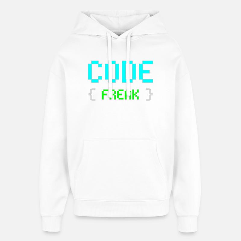 Pixel Code Freak Neon Tee - Oversized Unisex Hoodie by Stanley/Stella - white