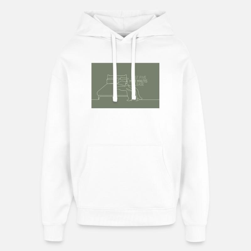 Bara fem minuter kvar av sovrumshumor - Stanley/Stella Oversized Huvtröja Unisex - vit