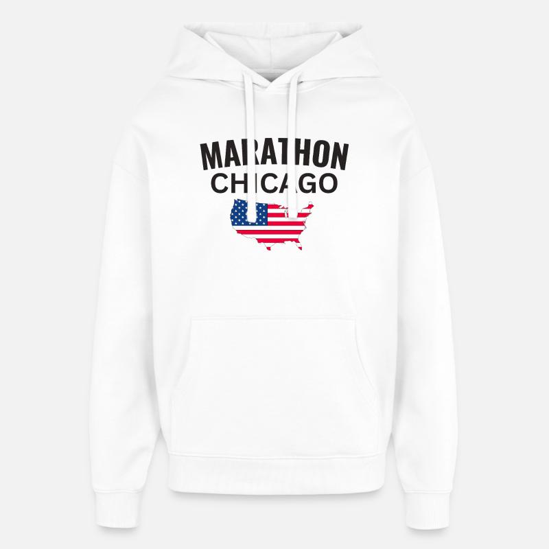 Marathon Chicago - Sweat à capuche unisexe Stanley/Stella Oversized - blanc
