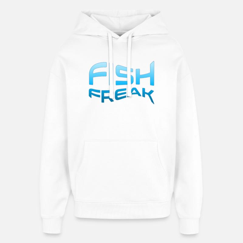 FISKEFREAK Akvatisk typografi - Stanley/Stella Oversized Hettegenser unisex - hvit