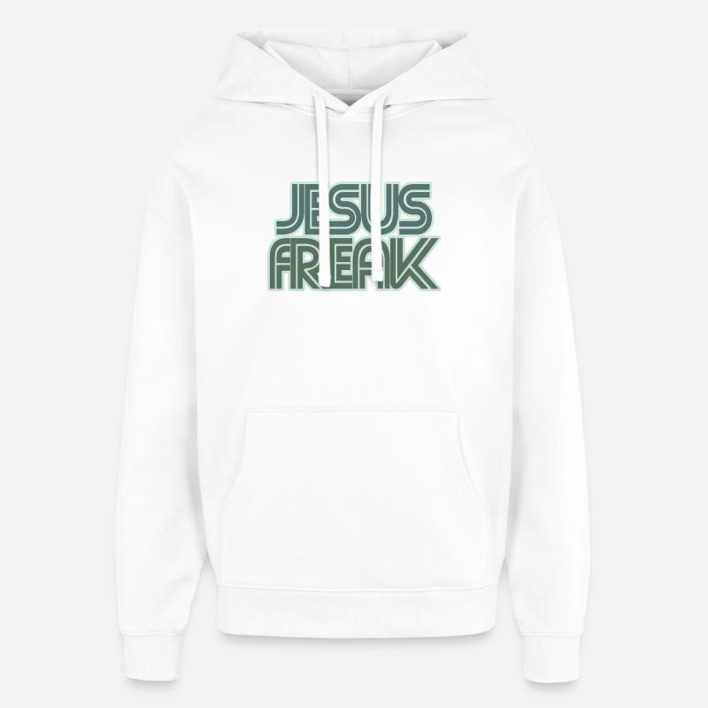 Graphique rétro de Jésus Freak - Sweat à capuche unisexe Stanley/Stella Oversized - blanc