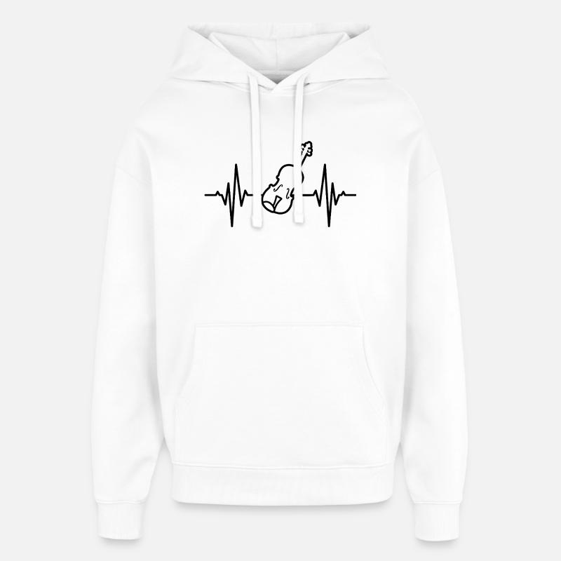 Battement cardiaque ECG de violon - Sweat à capuche unisexe Stanley/Stella Oversized - blanc