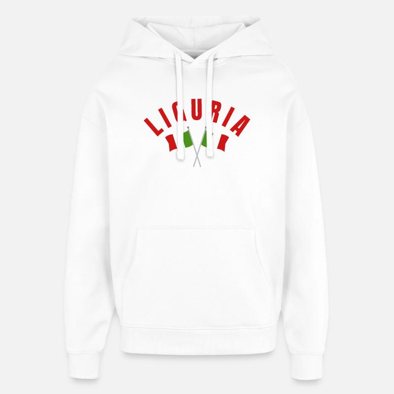 Drapeaux italiens de Ligurie - Sweat à capuche unisexe Stanley/Stella Oversized - blanc