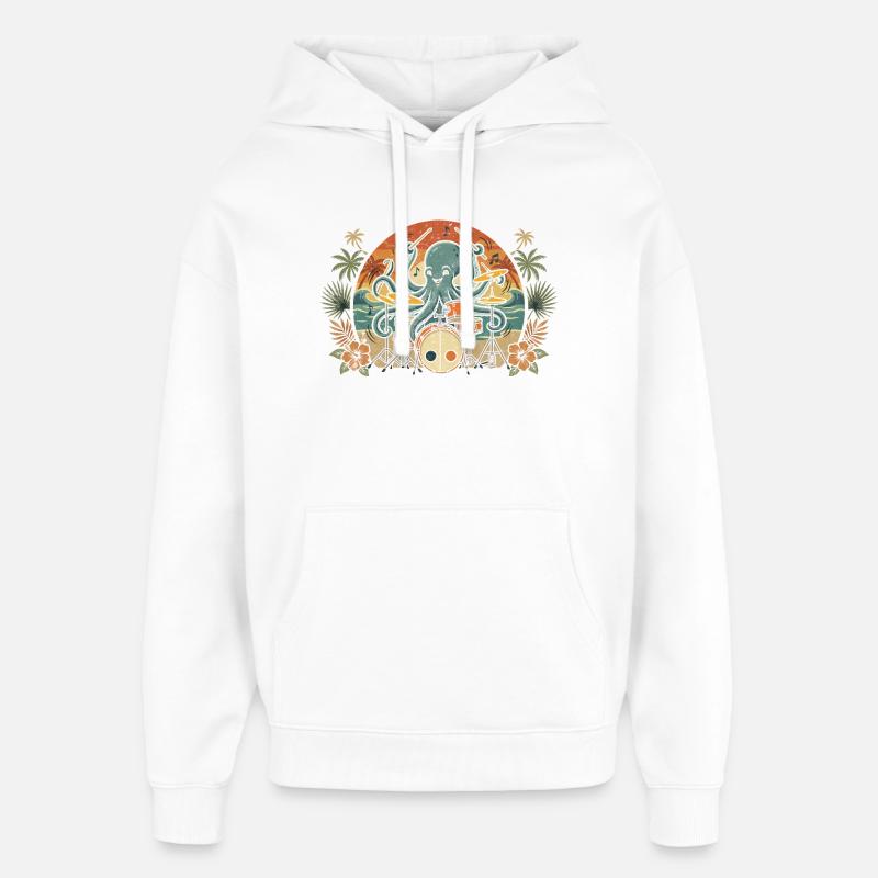 Percussionniste Tropical Octopus - Sweat à capuche unisexe Stanley/Stella Oversized - blanc