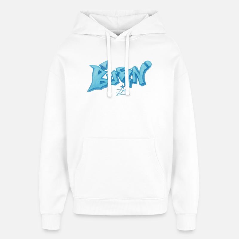 Style graffiti bleu Bevin - Sweat à capuche unisexe Stanley/Stella Oversized - blanc