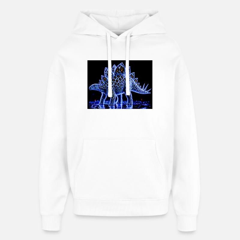 Neon Stegosaurus Glow Pattern - Oversized Unisex Hoodie by Stanley/Stella - white