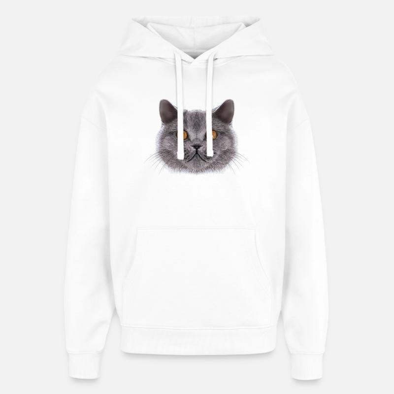 Chat britannique à poil court - Sweat à capuche unisexe Stanley/Stella Oversized - blanc