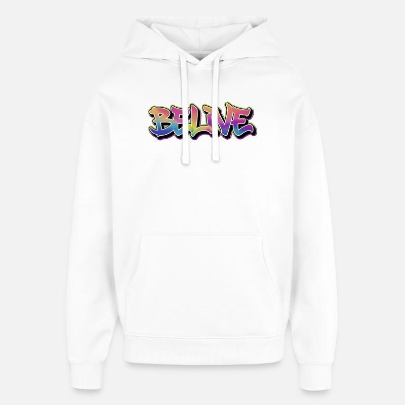 BELIVE Graffiti Rainbow - Oversized Unisex Hoodie by Stanley/Stella - white