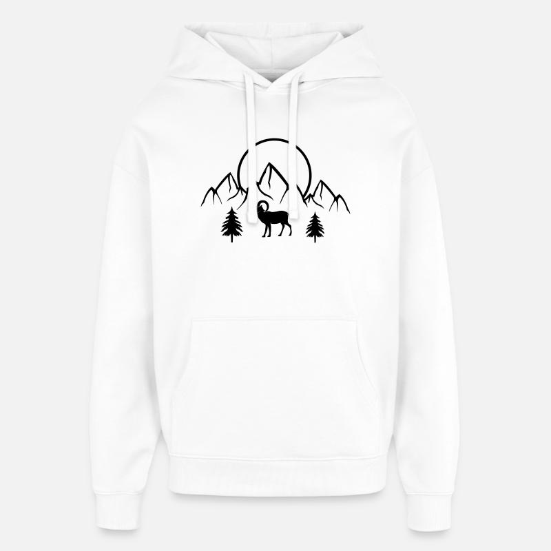 Widder Berge Natur - Oversized Unisex Hoodie von Stanley/Stella - Weiß