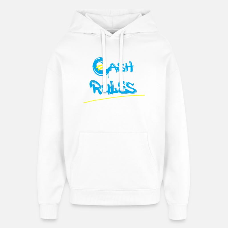 Lettres graffitis Money Rules - Sweat à capuche unisexe Stanley/Stella Oversized - blanc