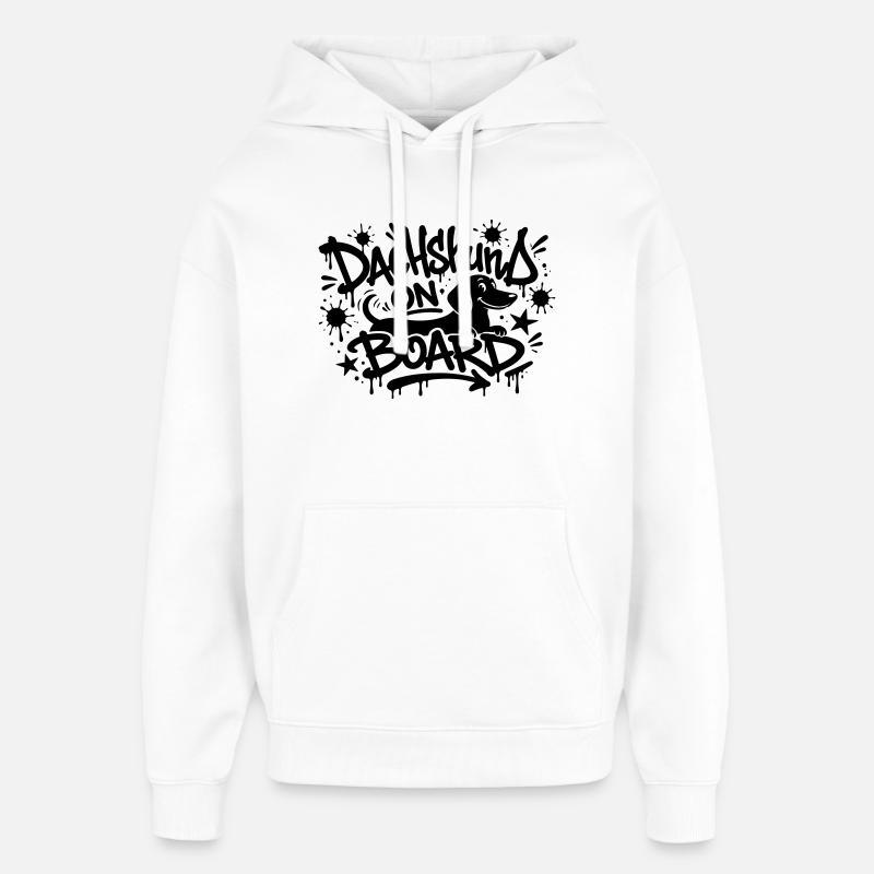 Motif teckel à bord - Sweat à capuche unisexe Stanley/Stella Oversized - blanc