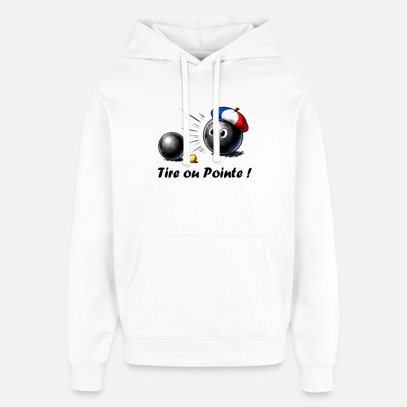 Boule de pétanque Français avec Béret - Sweat à capuche unisexe Stanley/Stella Oversized - blanc