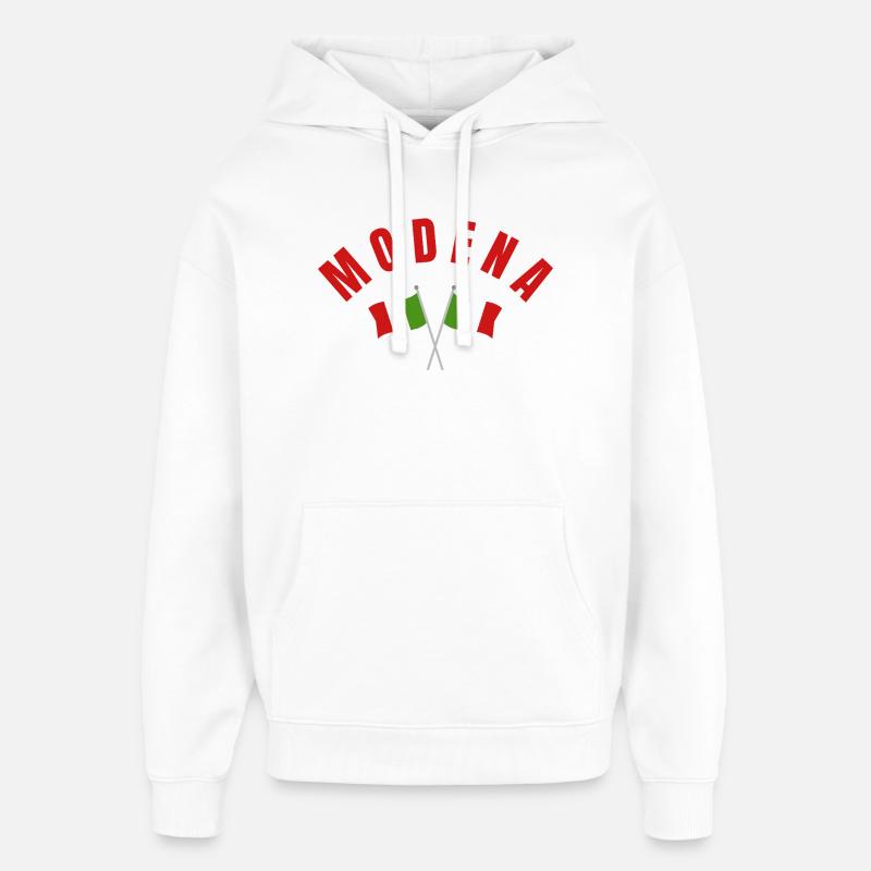 Modène avec drapeaux italiens croisés - Sweat à capuche unisexe Stanley/Stella Oversized - blanc