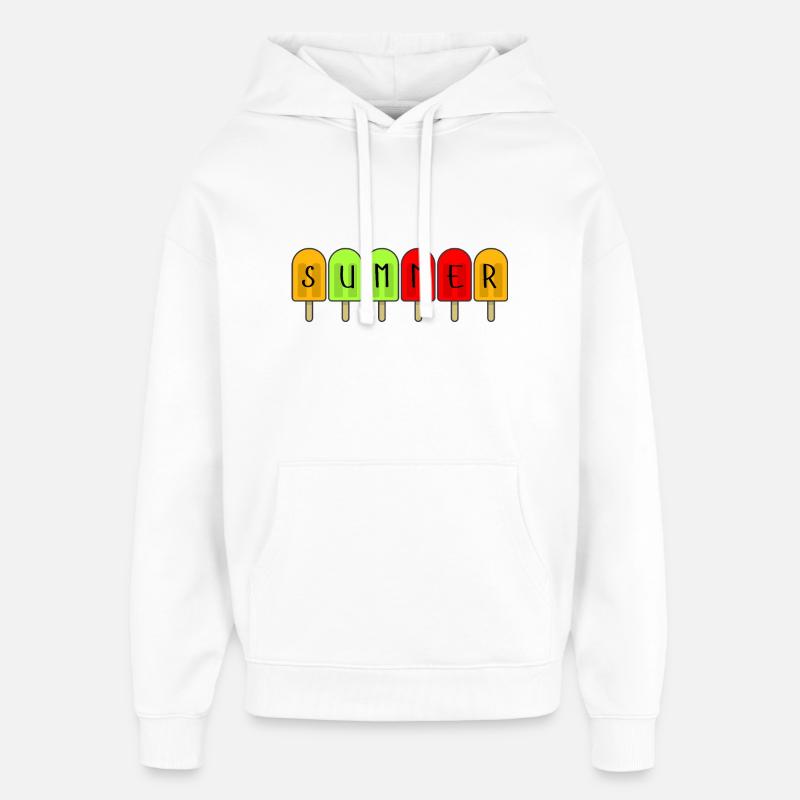 Hello Summer Popsicles - Oversized Unisex Hoodie by Stanley/Stella - white