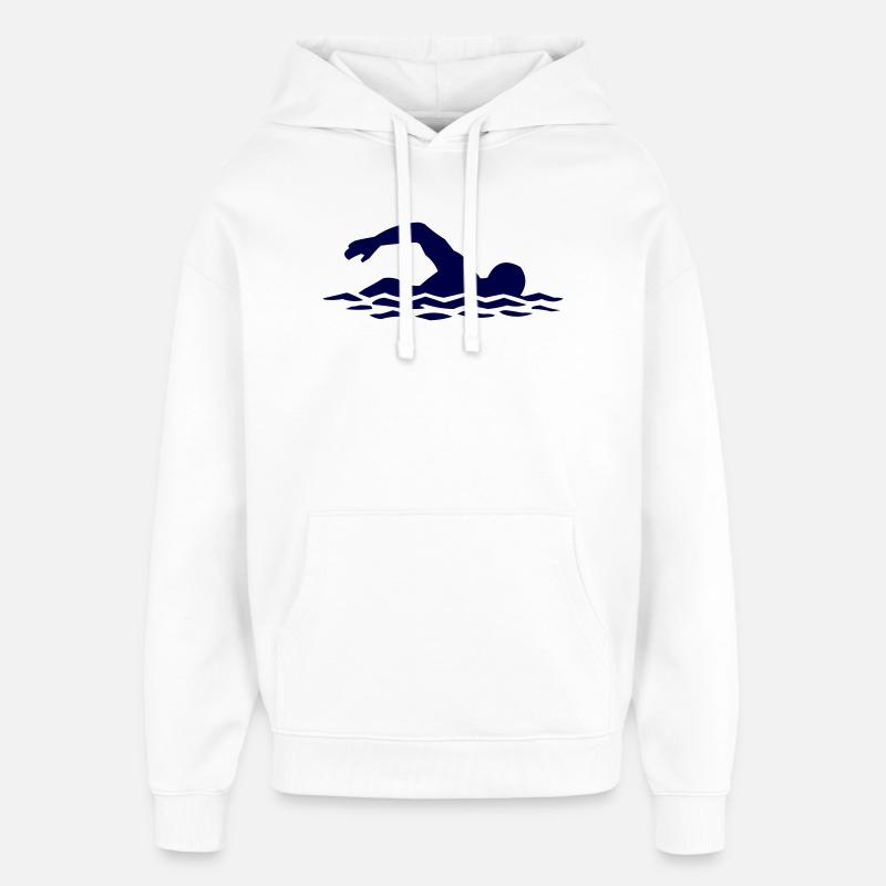 Silhouette de nageurs dans l’eau - Sweat à capuche unisexe Stanley/Stella Oversized - blanc