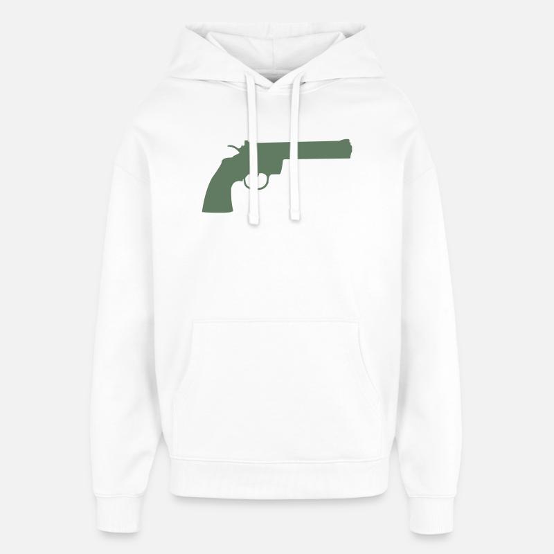 Silhouette du revolver vert - Sweat à capuche unisexe Stanley/Stella Oversized - blanc