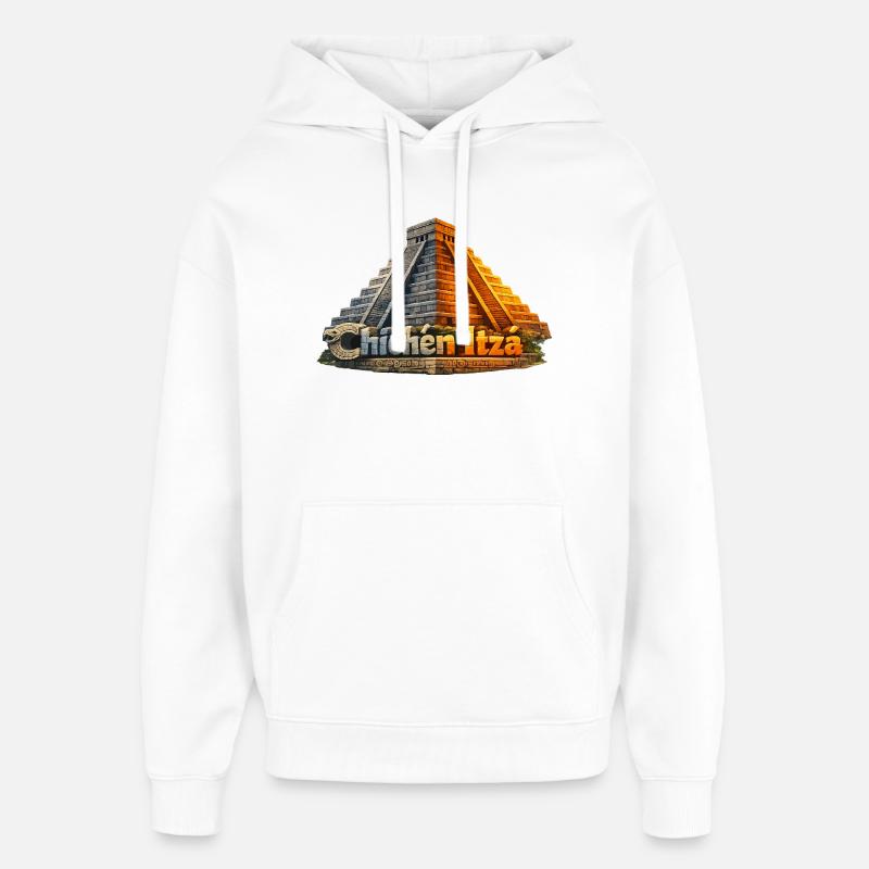 Chichen Itza Pyramid Serpent - Oversized Unisex Hoodie by Stanley/Stella - white