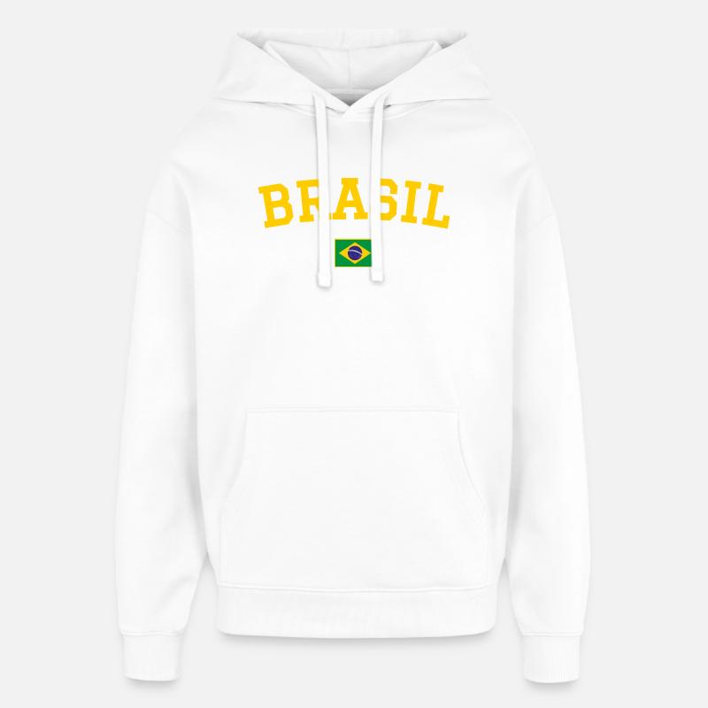 Drapeau du Brésil jaune - Sweat à capuche unisexe Stanley/Stella Oversized - blanc