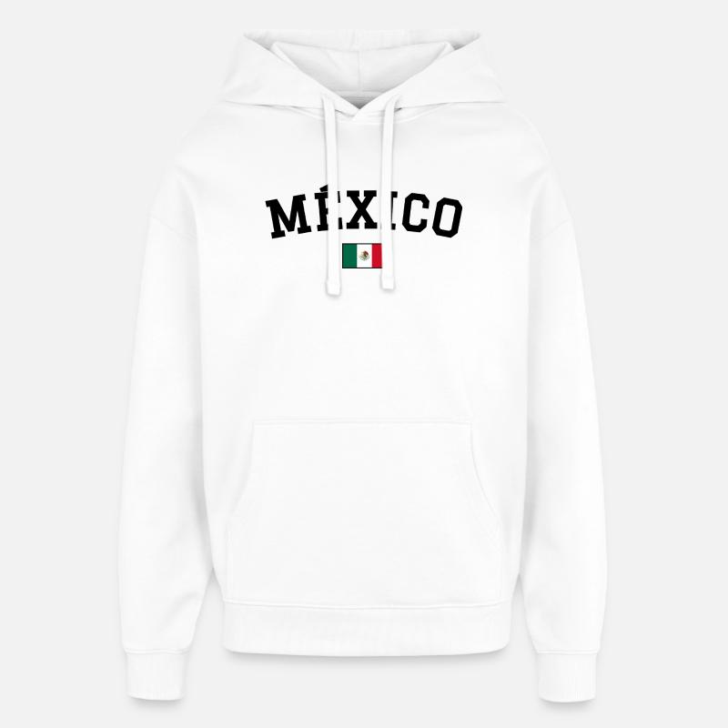 Drapeau du Mexique Noir - Sweat à capuche unisexe Stanley/Stella Oversized - blanc