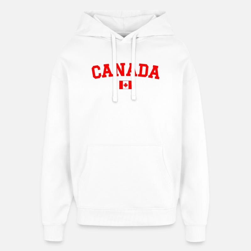Drapeau du Canada Rouge - Sweat à capuche unisexe Stanley/Stella Oversized - blanc
