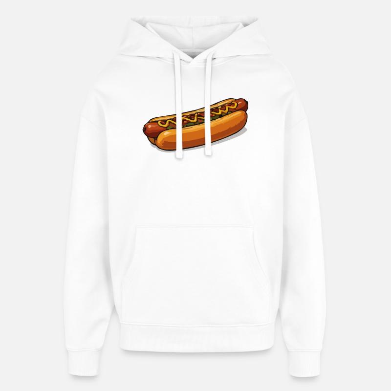 Illustration de hot-dog bien croustillante - Sweat à capuche unisexe Stanley/Stella Oversized - blanc