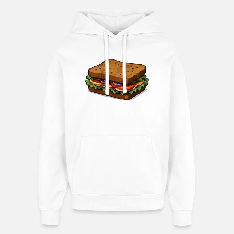 Illustration de sandwich - Sweat à capuche unisexe Stanley/Stella Oversized - blanc