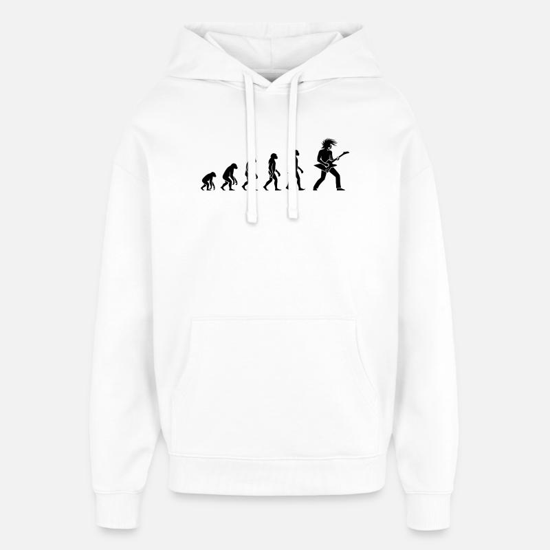 Evolution Rock 'n' Roll Guitarist Design - Oversized Unisex Hoodie by Stanley/Stella - white