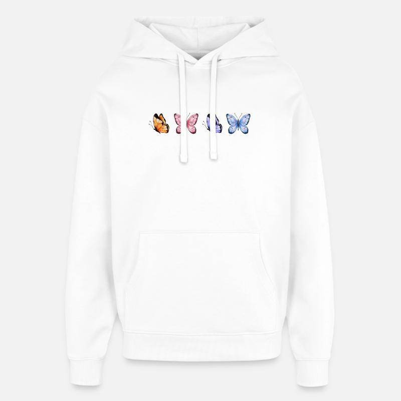 Bunte Schmetterlinge Quartet - Oversized Unisex Hoodie von Stanley/Stella - Weiß