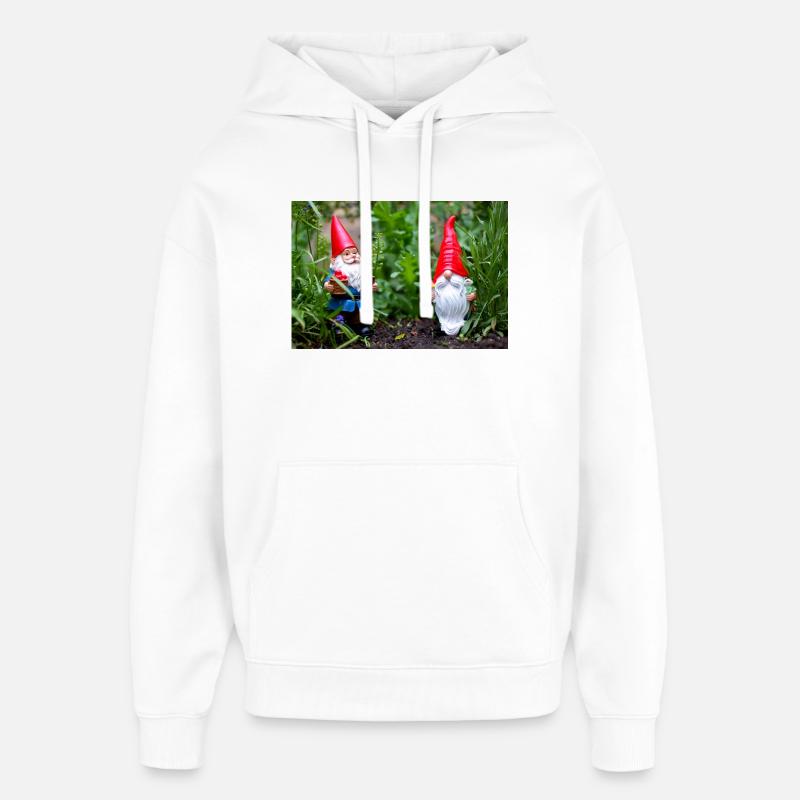 Gartenwichtel im Blumengarten - Oversized Unisex Hoodie von Stanley/Stella - Weiß