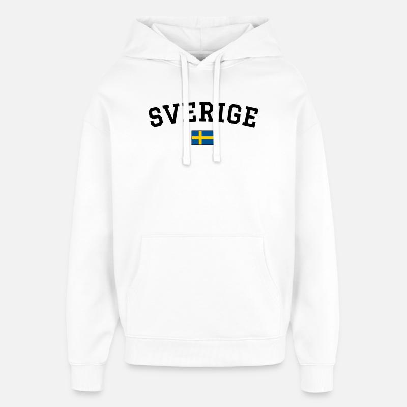 Drapeau Suédois Noir - Sweat à capuche unisexe Stanley/Stella Oversized - blanc