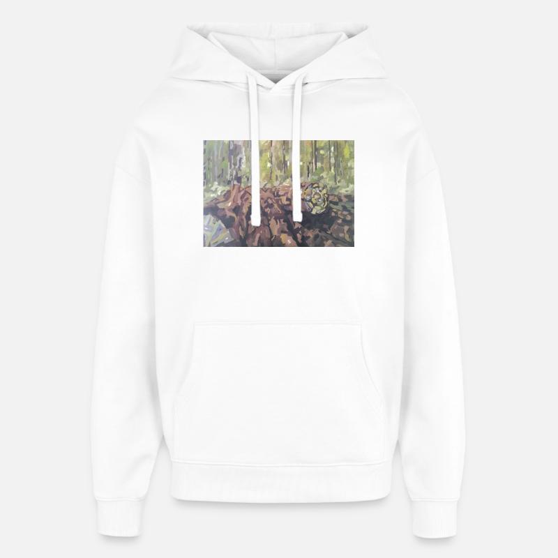 Baumstämme im Wald – eine impressionistische Landschaft - Oversized Unisex Hoodie von Stanley/Stella - Weiß
