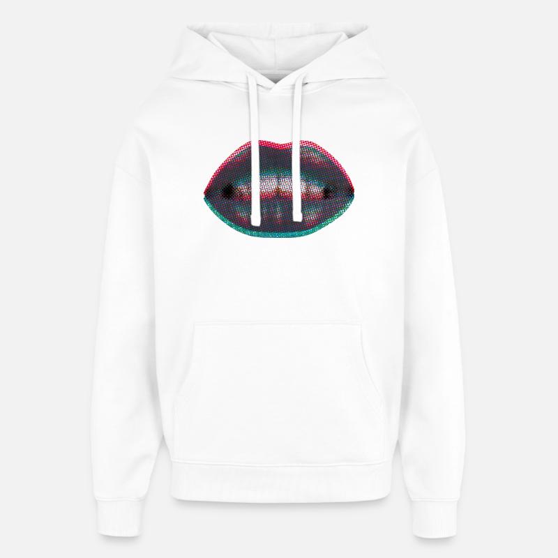 Lèvres néon en pointillés - Sweat à capuche unisexe Stanley/Stella Oversized - blanc