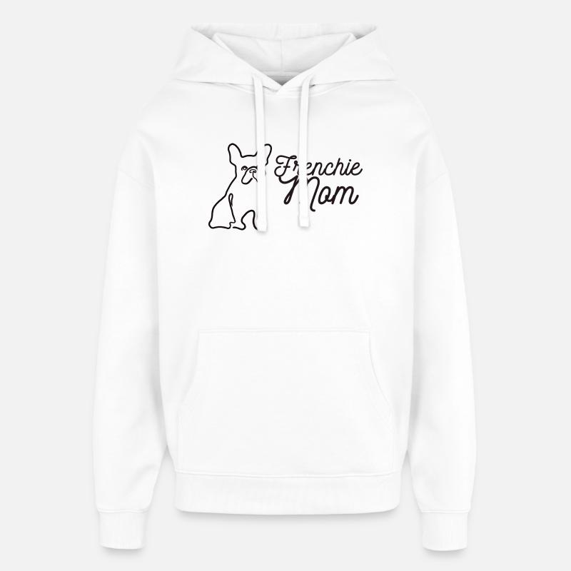 Frenchie Mom Silhouette Script Lineart - Oversized Unisex Hoodie by Stanley/Stella - white