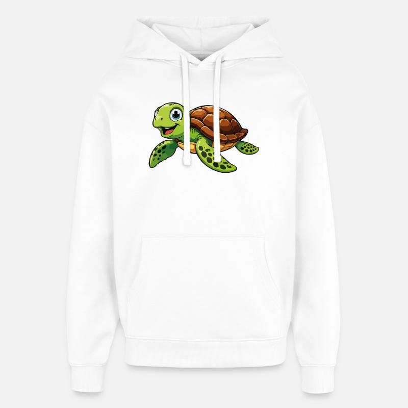 Fröhliche Schildkröte Abenteuer - Oversized Unisex Hoodie von Stanley/Stella - Weiß