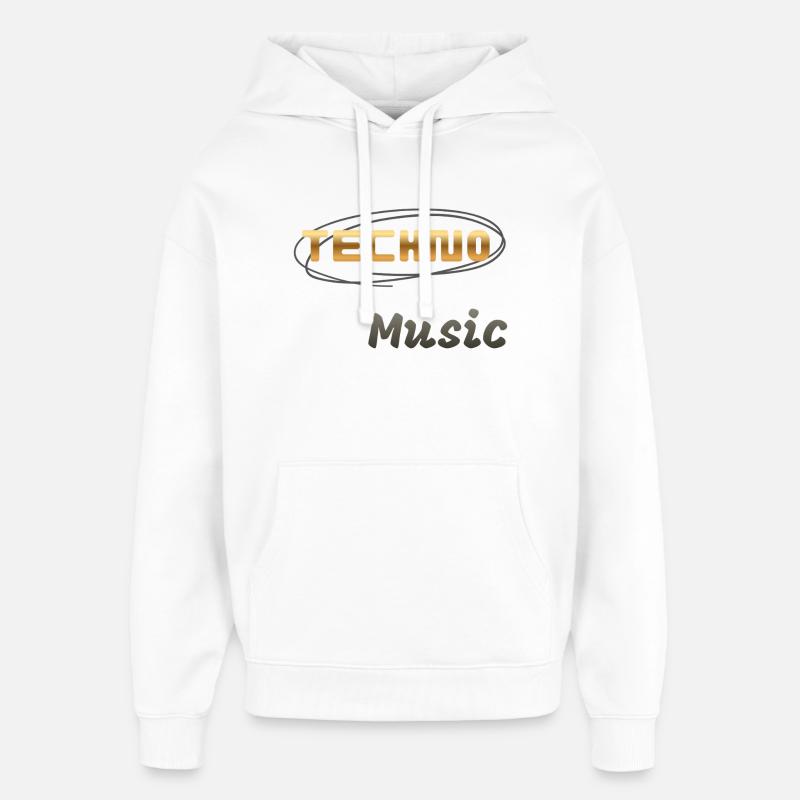 Musique techno - Sweat à capuche unisexe Stanley/Stella Oversized - blanc