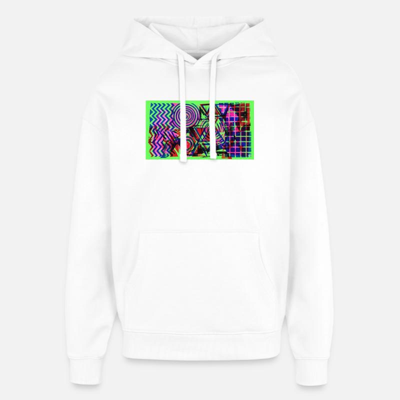 Géométrie néon Chaos - Sweat à capuche unisexe Stanley/Stella Oversized - blanc