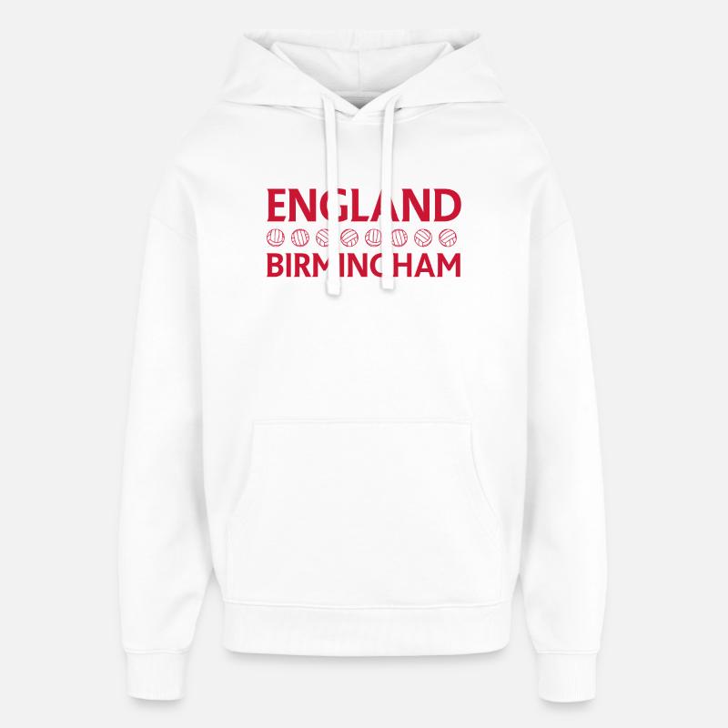 Emblème de cricket Angleterre Birmingham - Sweat à capuche unisexe Stanley/Stella Oversized - blanc