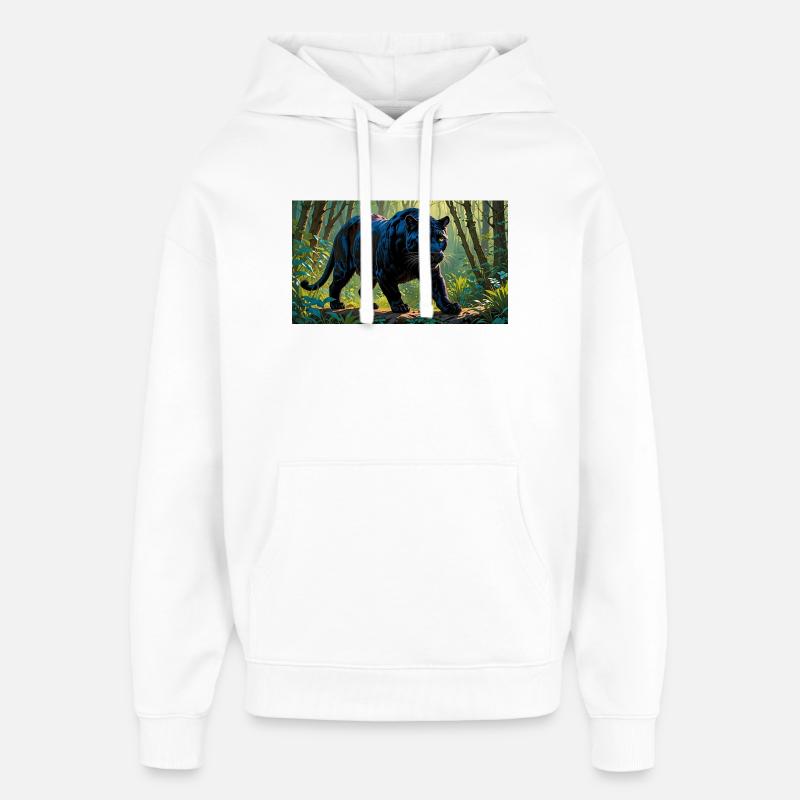 Panthère noire - Sweat à capuche unisexe Stanley/Stella Oversized - blanc