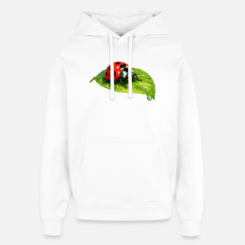 Ladybug on leaf - Oversized Unisex Hoodie by Stanley/Stella - white
